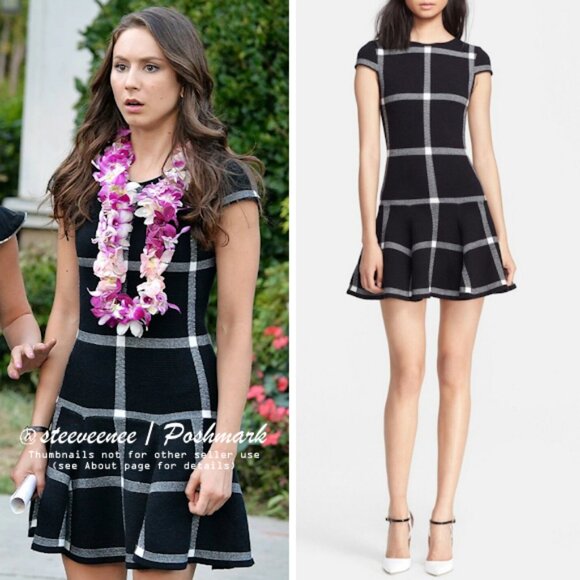 NWT Alice + Olivia Selma Checkered Drop Waist Dress ASO Spencer Hastings - Picture 2 of 13